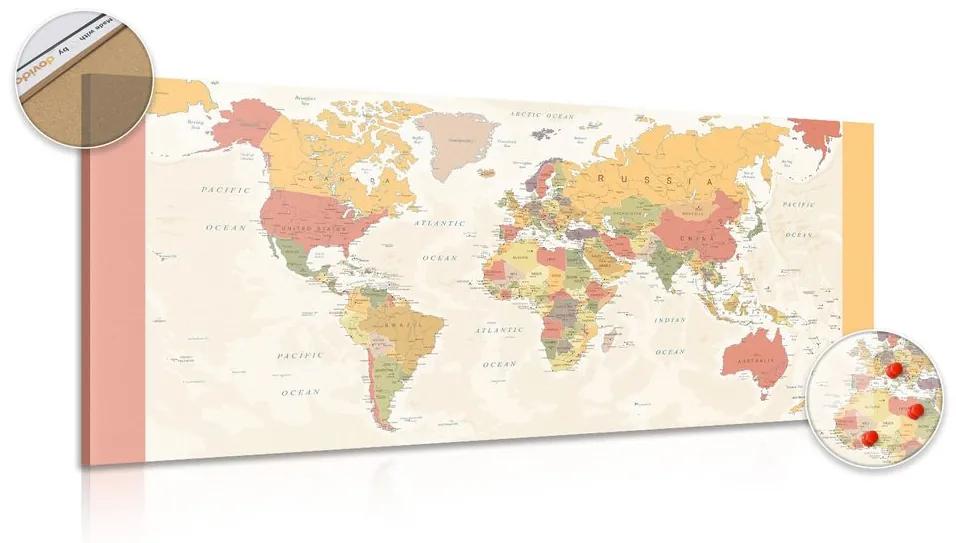 Εικόνα στον λεπτομερή παγκόσμιο χάρτη από φελλό - 120x60  wooden