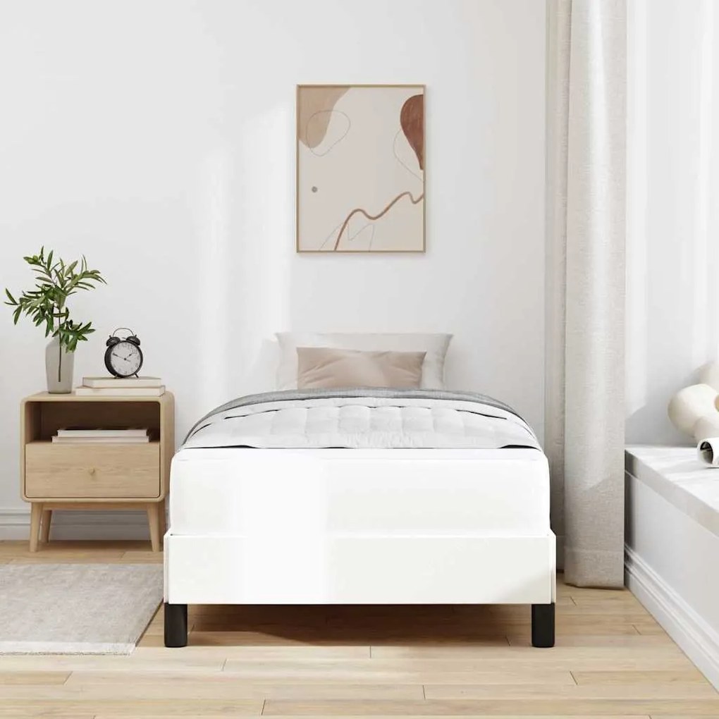 vidaXL Κρεβάτι με στρώμα Καθαρό Λευκό 100 x 200 cm Τεχνητό δέρμα