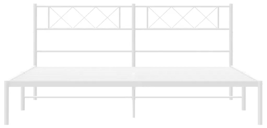 Πλαίσιο Κρεβατιού με Κεφαλάρι Λευκό 160x200 εκ. Μεταλλικό - Λευκό