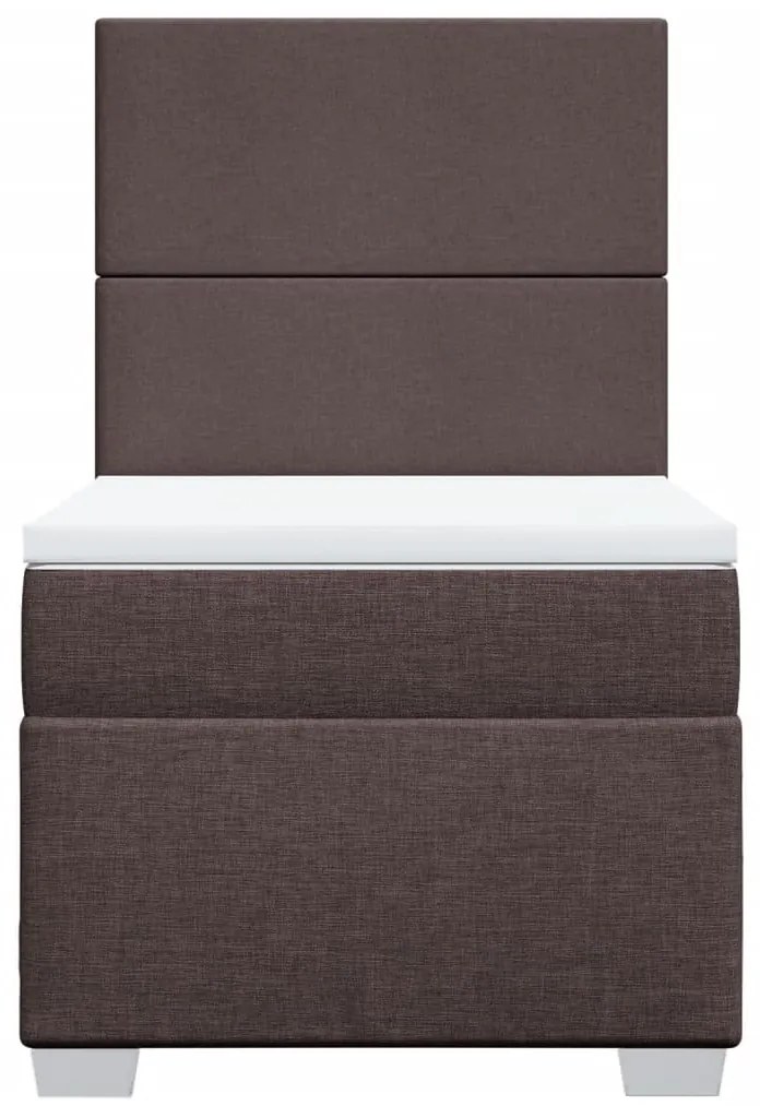 vidaXL Κρεβάτι Boxspring με Στρώμα Σκούρο Καφέ 100x200 εκ. Υφασμάτινο