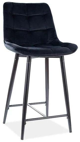 80-1775 Καρέκλα μπαρ ύφασμιμι Chic H2 45x37x92 μαύρο/μαύρο βελούδο DIOMMI CHICH2VCC, 1 Τεμάχιο