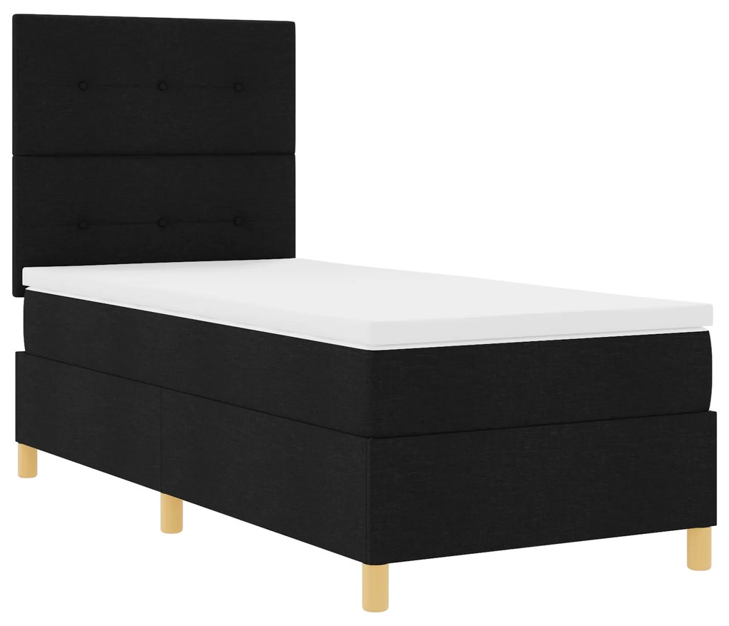 vidaXL ΚαBed με Μοχλό και Στρώμα Μαύρο 80x200 εκ. Υφάσματος