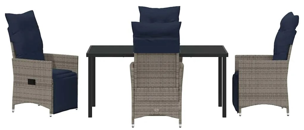 vidaXL Σετ τραπεζιού και καρέκλας με μαξιλάρι 5 pcs Γκρι Ράτα PE