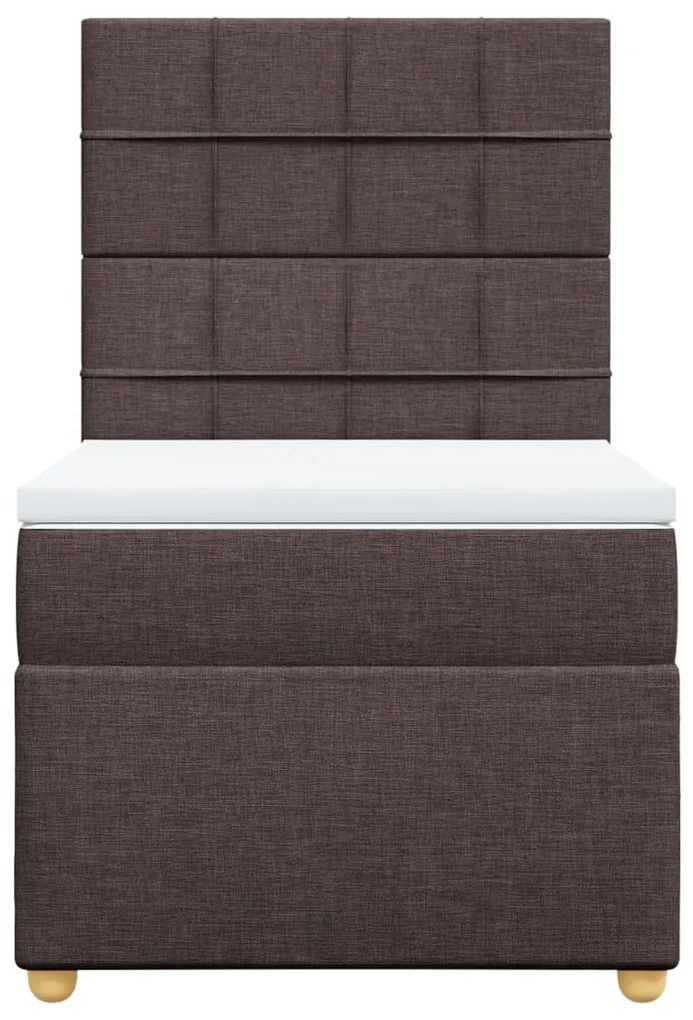 vidaXL Κρεβάτι Boxspring με Στρώμα Σκούρο Καφέ 80x200 εκ. Υφασμάτινο