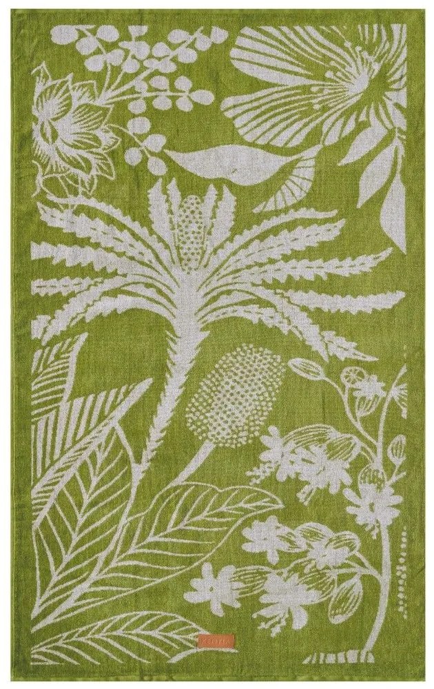 Πετσέτα Θαλάσσης Βελουτέ Azores Green- Off White Kentia Θαλάσσης 80x160cm 100% Cotton