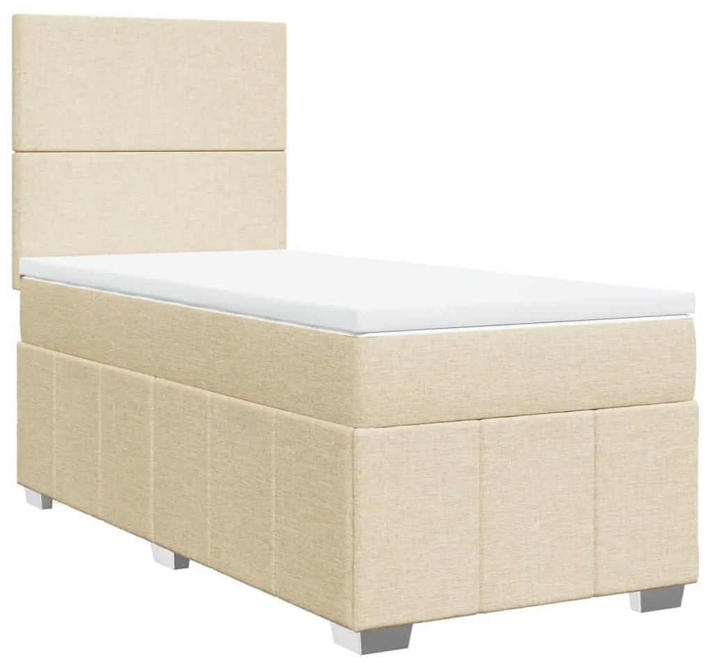 ΚΡΕΒΑΤΙ BOXSPRING ΜΕ ΣΤΡΩΜΑ ΚΡΕΜ 90X200 ΕΚ.ΥΦΑΣΜΑΤΙΝΟ 3291549