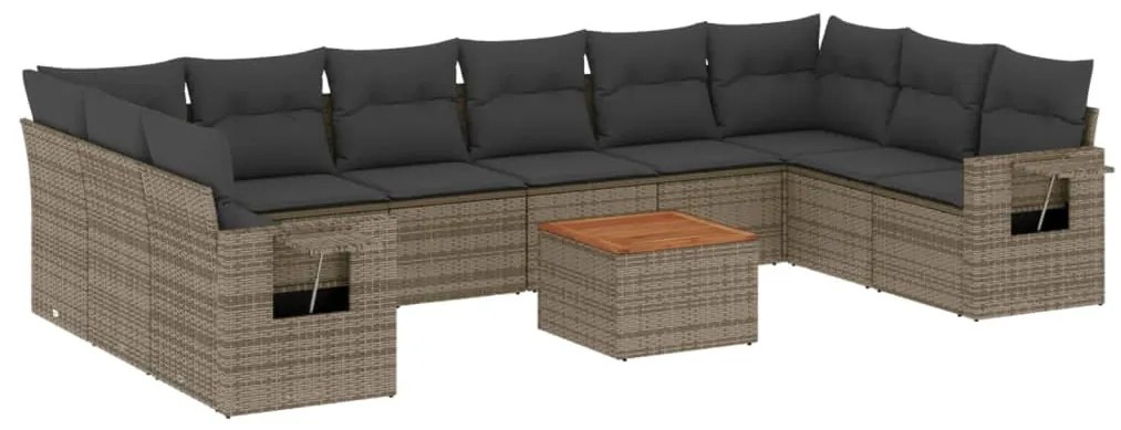 vidaXL Σαλόνι Κήπου 11 Τεμαχίων Γκρι από Συνθετικό Ρατάν με Μαξιλάρια