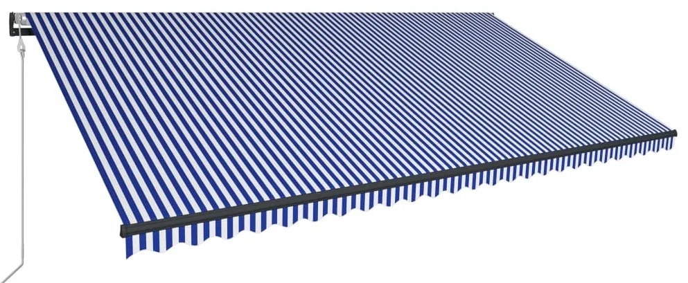 vidaXL Τέντα Συρόμενη Αυτόματη Μπλε / Λευκό 600 x 300 εκ.