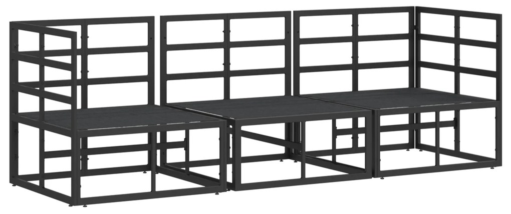 vidaXL Εξωτερικά Έπιπλα με μαξιλάρι με μαξιλάρι 3 pcs Μαύρο Αλουμίνιο