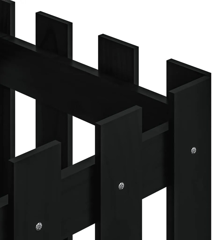 vidaXL Ζαρντινιέρα με Σχέδιο Φράχτη Μαύρη 40 x 40 x 40 εκ. Μασίφ Πεύκο