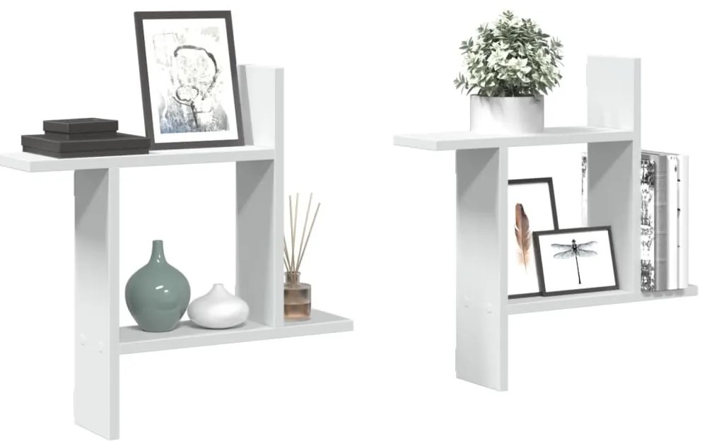 vidaXL Ραφιέρες Τοίχου 2 τεμ. Λευκές 50x12x50 εκ. από Επεξ. Ξύλο