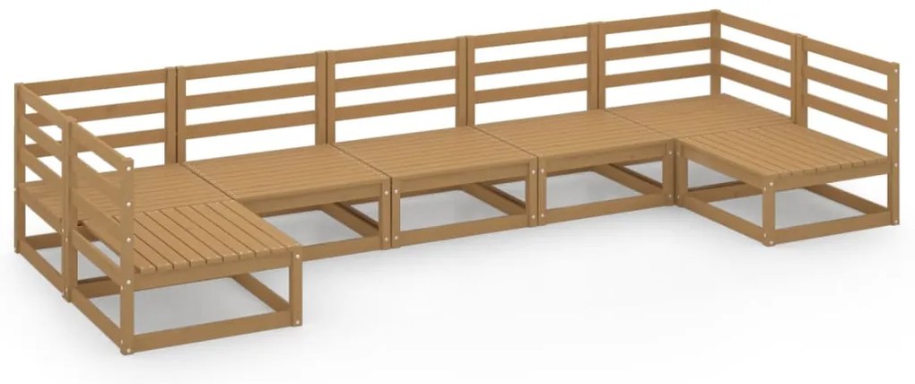 vidaXL Σαλόνι Κήπου 7 Τεμαχίων από Μασίφ Ξύλο Πεύκου