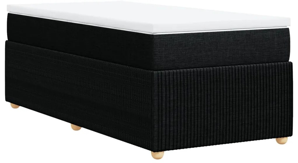 vidaXL Κρεβάτι Boxspring με Στρώμα Μαύρο 100 x 200 εκ. Υφασμάτινο