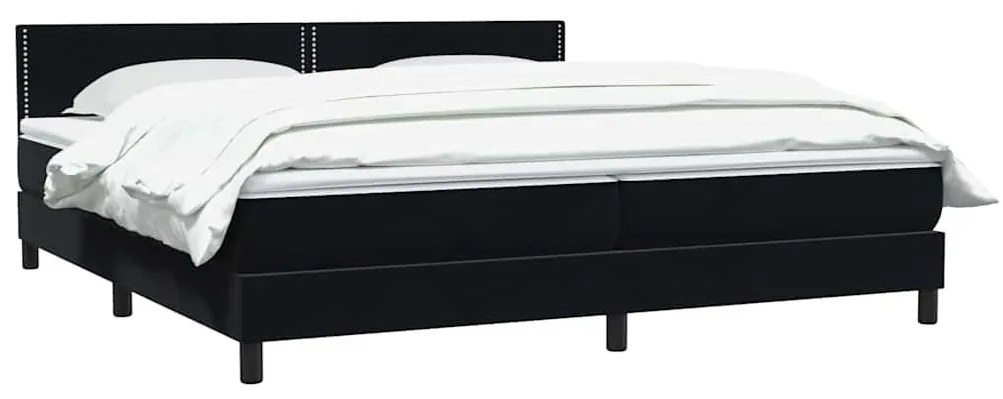 Box Spring Κρεβάτι με στρώμα Μαύρο 180x220 cm Βελούδινο - Μαύρο