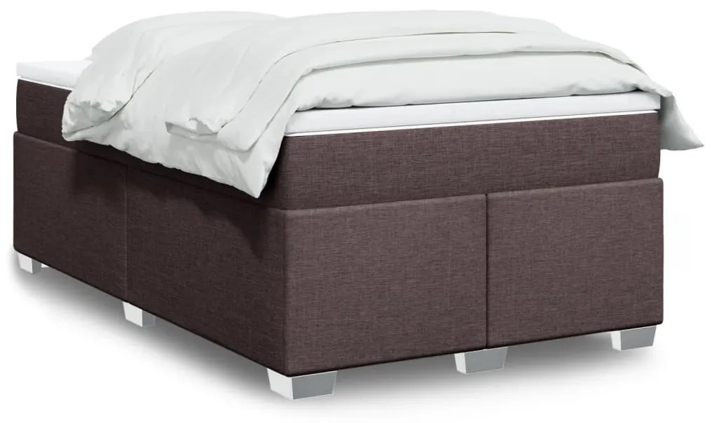 vidaXL Κρεβάτι Boxspring με Στρώμα Σκούρο Καφέ 120x190 εκ Υφασμάτινο