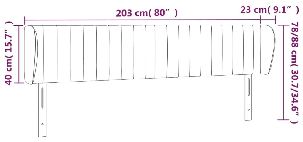 Κεφαλάρι με Πτερύγια Σκούρο Πράσινο 203x23x78/88 εκ. Βελούδινο 3117451