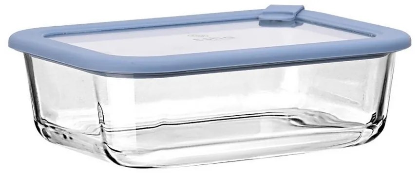 Φαγητοδοχείο Γυάλινο ColorSeal 01-26530 1050ml 21,6x16,5x7,4cm Blue-Clear Estia Γυαλί,Σιλικόνη