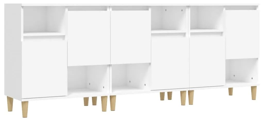 vidaXL Ντουλάπια 3 τεμ. Λευκό 60x35x70 εκ. Επεξεργασμένο Ξύλο