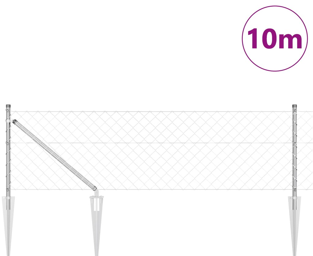 vidaXL Σετ Στύλων Φράχτη Ασημί 10 x 0.4 μ Γαλβανισμένος χάλυβας