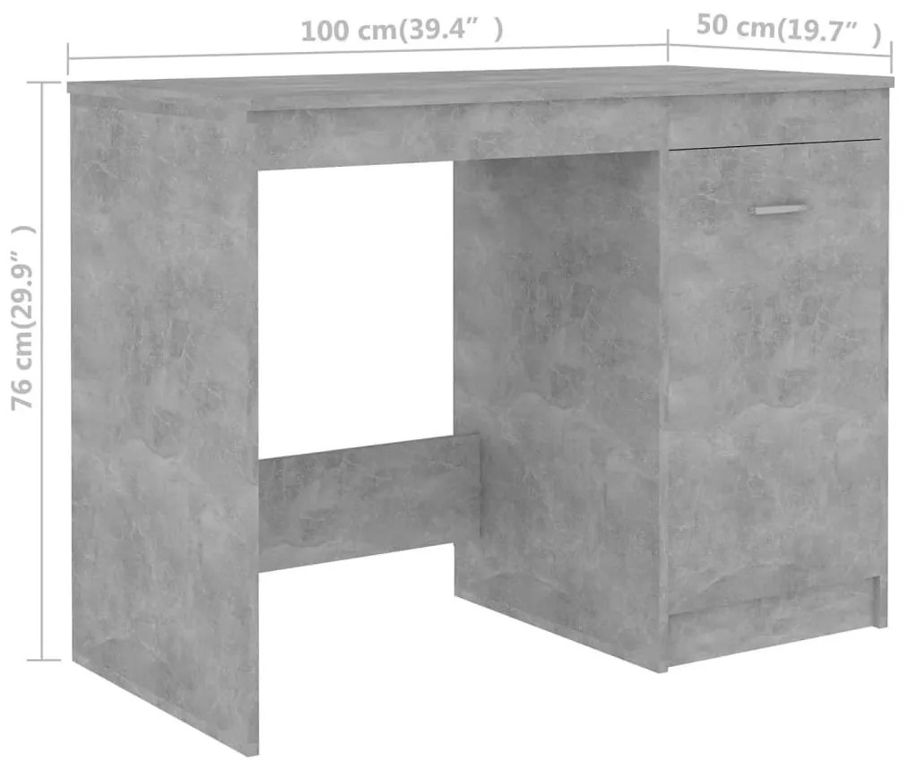 Γραφείο Γκρι Σκυροδέματος 140 x 50 x 76 εκ. από Επεξ. Ξύλο - Γκρι