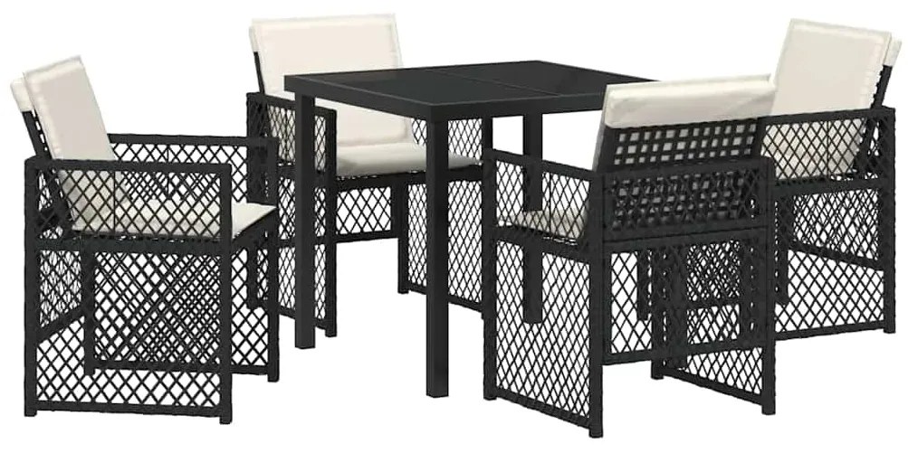 vidaXL Σέτ φαγητού για κήπο 5 pcs Μαύρο συνθετικό ρατάν