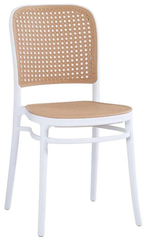 CHAIR POLYPROPYLENE FLOW  WHITE WITH BEIGE SEAT AND BACKREST 41x49x102Hcm.