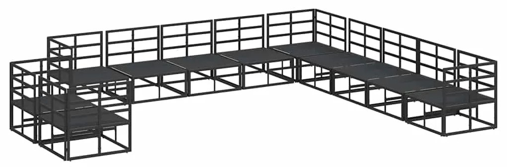 vidaXL Σετ Καναπέ Κήπου με μαξιλάρι 11 pcs Μαύρο Αλουμίνιο
