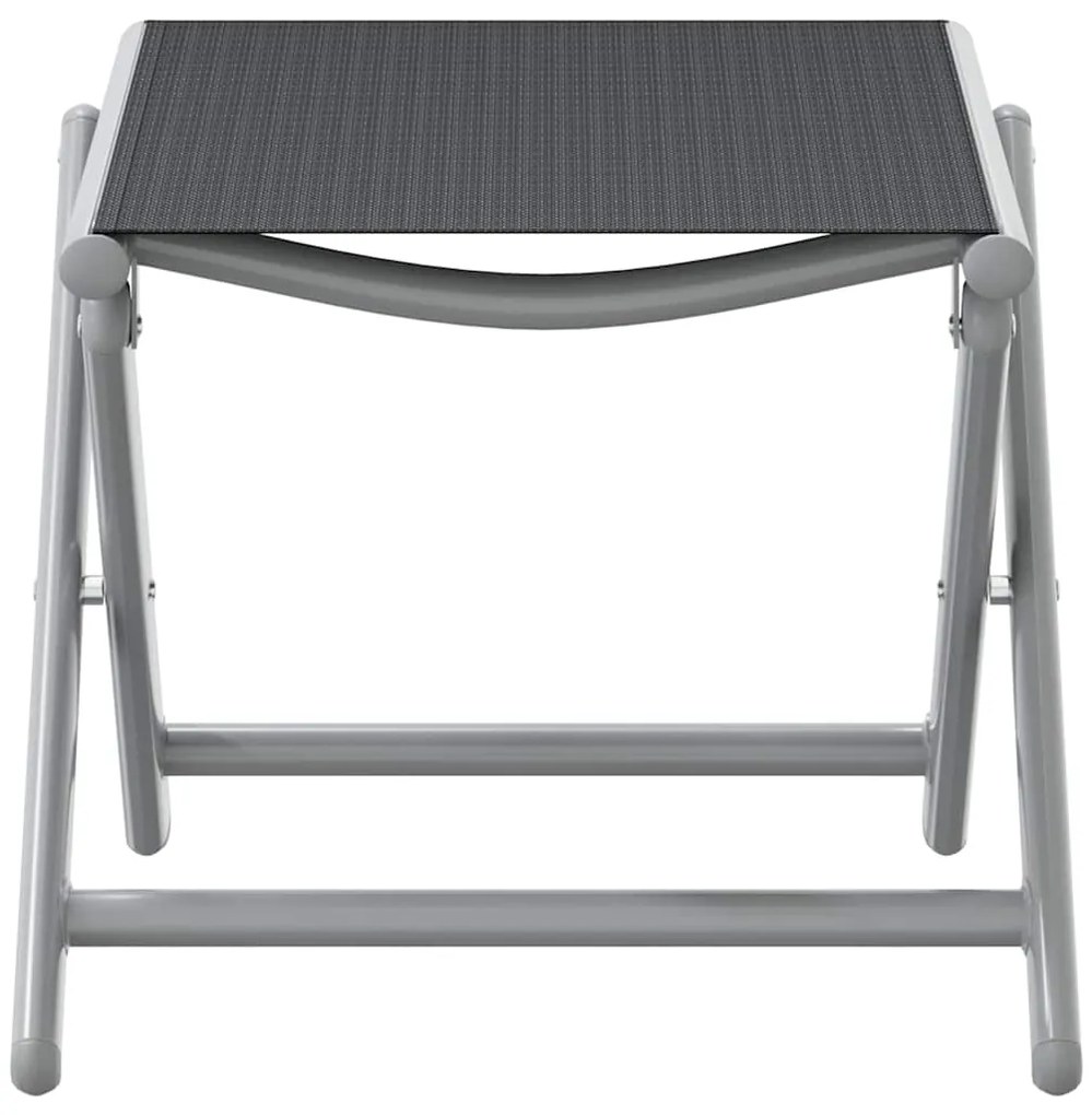 vidaXL Πτυσσόμενο Υποπόδιο Μαύρο και Ασημί από Textilene και Αλουμίνιο