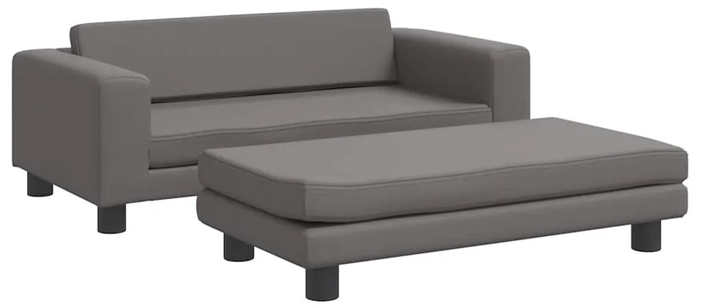 vidaXL Καναπές Παιδικός με Υποπόδιο Γκρι 100 x 50 x 30 εκ. Συνθ. Δέρμα