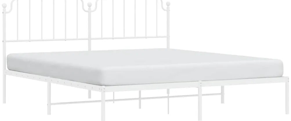 vidaXL Πλαίσιο Κρεβατιού με Κεφαλάρι Λευκό 183 x 213 εκ. Μεταλλικό