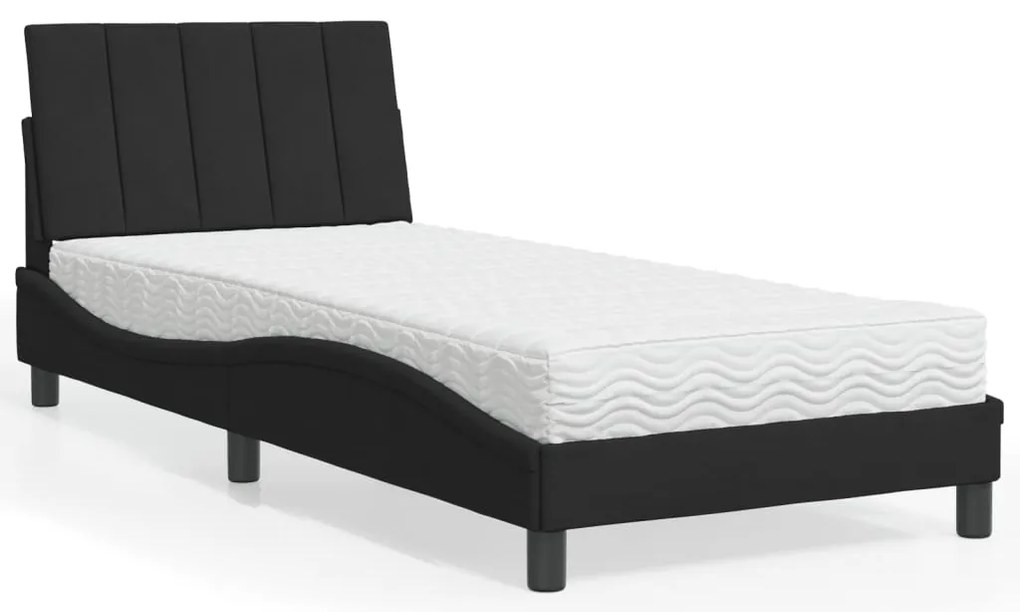 vidaXL Κρεβάτι με Στρώμα Μαύρο 90x190 εκ. Βελούδινο