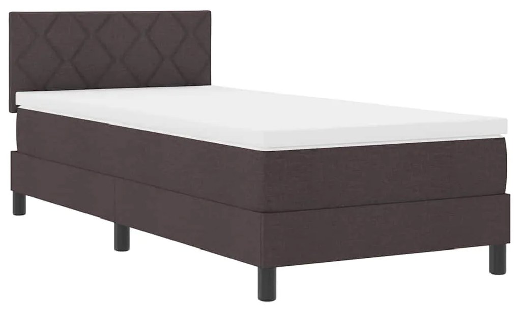 vidaXL Κρεβάτι box spring με στρώμα Σκούρο Καφέ 100 x 200 cm ύφασμα