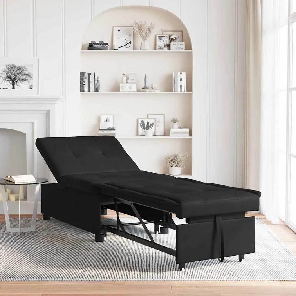 vidaXL Κρεβάτι καναπές Μαύρο 194 x 67 x 82 εκ Μικροΐνες