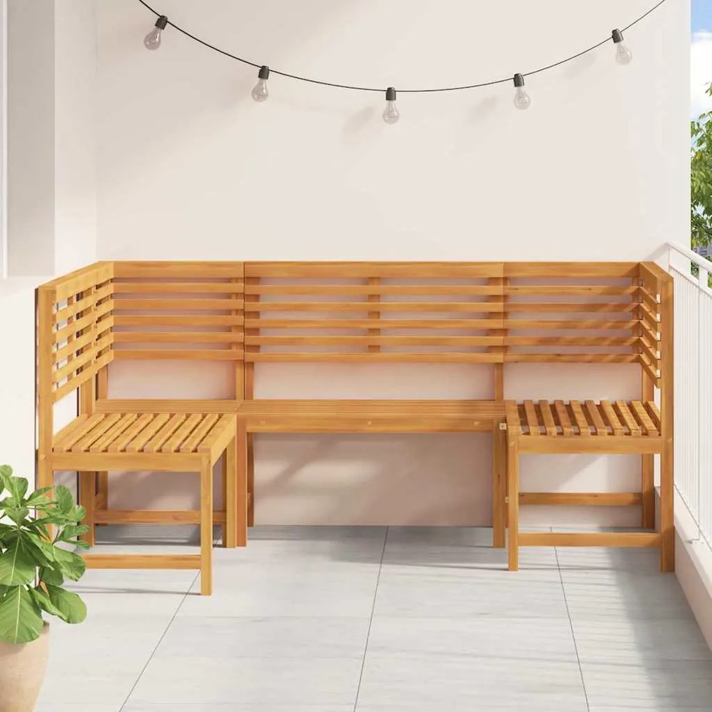 vidaXL Σετ Παγκάκι Κήπου 3 pcs Καφέ Μασίφ ξύλο ακακίας