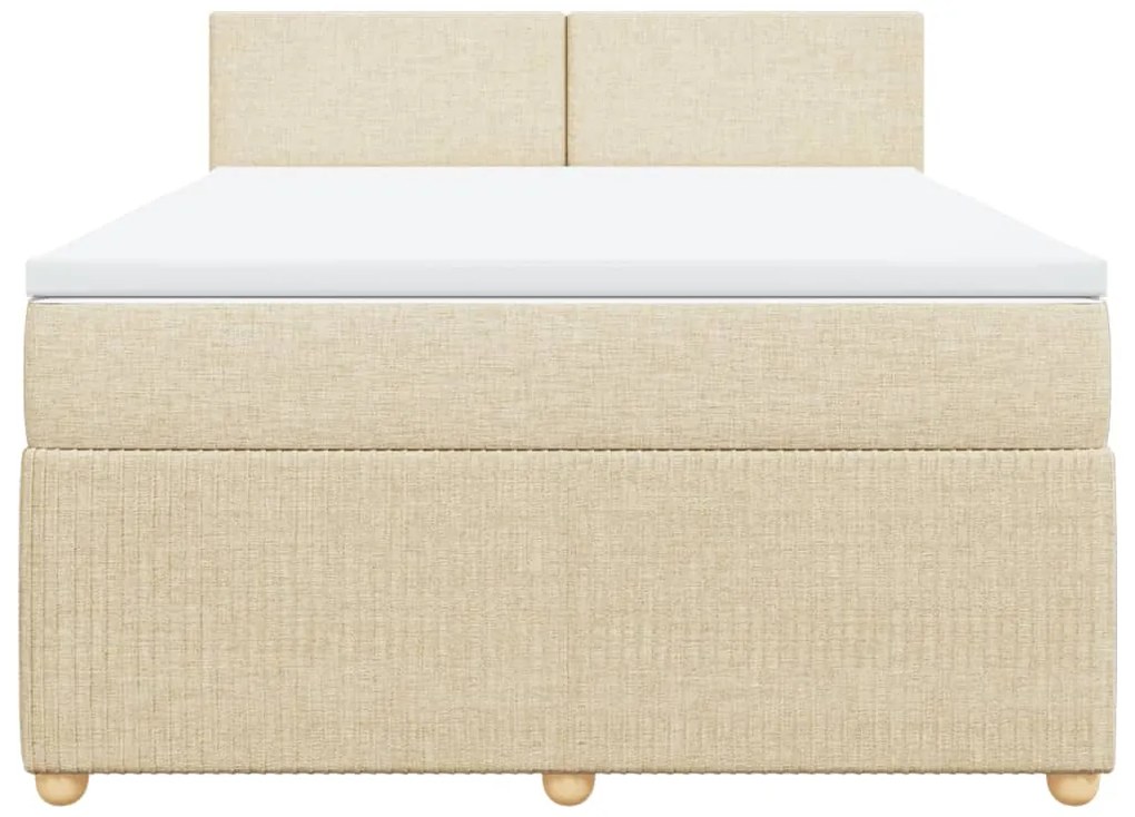 vidaXL Κρεβάτι Boxspring με Στρώμα Κρεμ 140x200 εκ. Υφασμάτινο