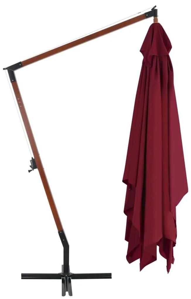 Ομπρέλα Κρεμαστή Μπορντό 400 x 300 εκ. με Ξύλινο Ιστό - Κόκκινο