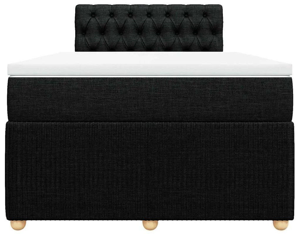 vidaXL Κρεβάτι Boxspring με Στρώμα Μαύρο 120x200 εκ. Υφασμάτινο