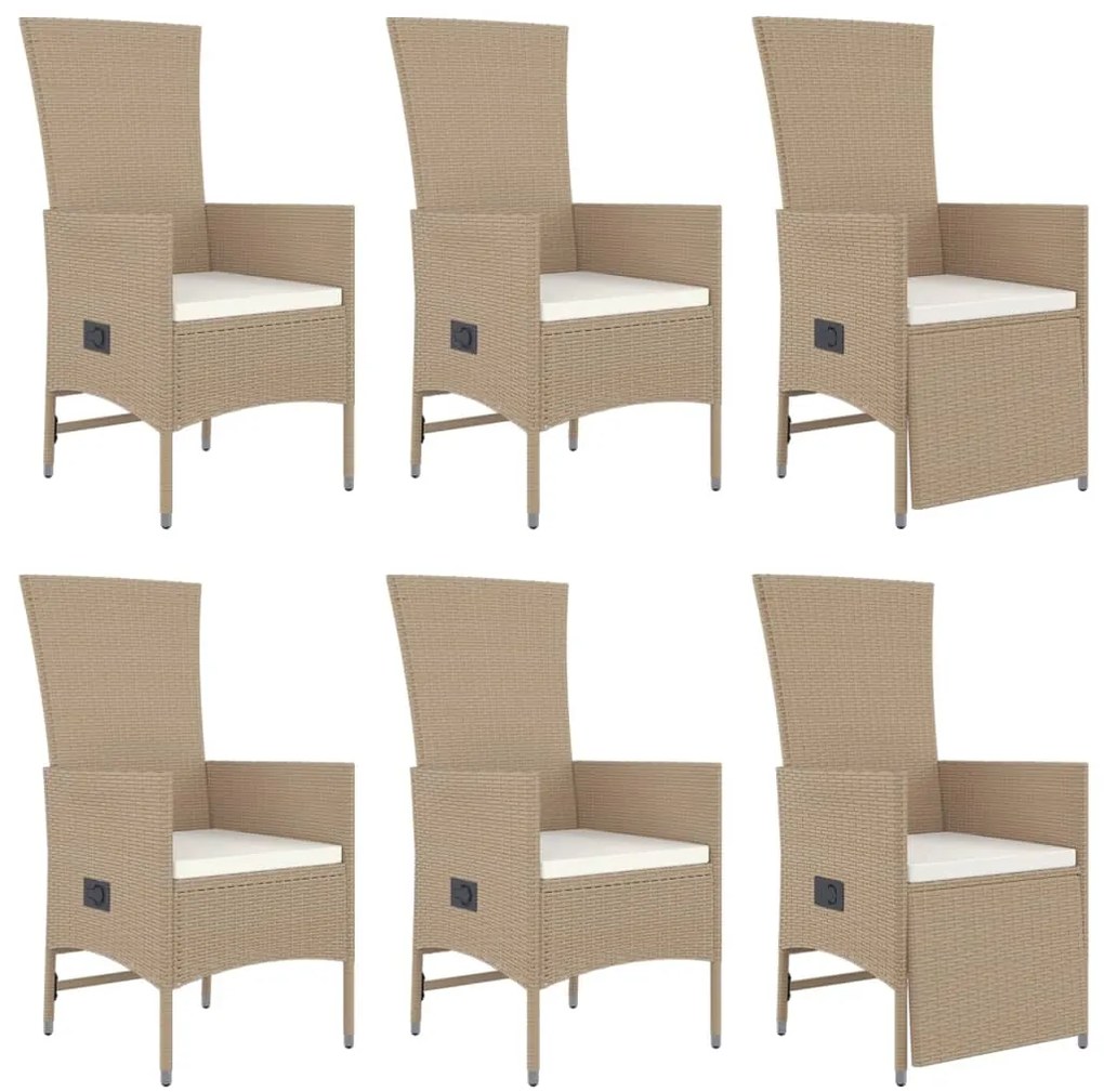 vidaXL Σετ Τραπεζαρίας Κήπου 7 τεμ. Μπεζ Συνθετικό Ρατάν με Μαξιλάρια