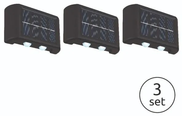 Ηλιακό Φωτιστικό Τοίχου Απλίκα 4xLED 0,2W Μαύρο Up Down ΙΡ44 36492-3 Globo Lighting-36492-3-Μαύρο 36492-3