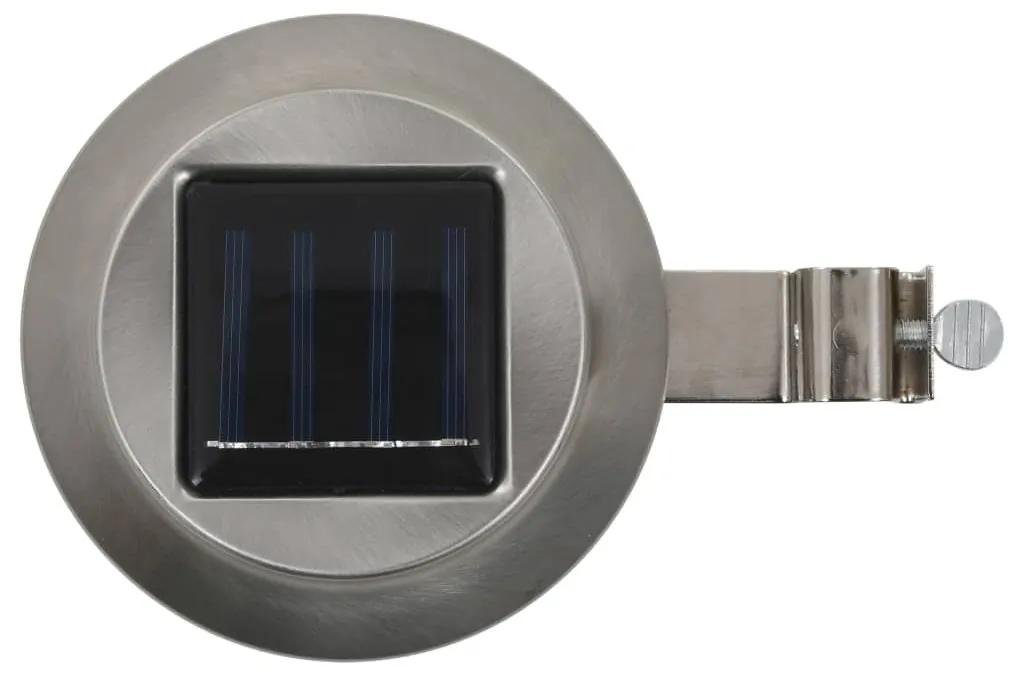 Φωτιστικά Εξωτερικού Χώρου Ηλιακά 12 τεμ. LED Στρογγυλά Λευκά - Ασήμι