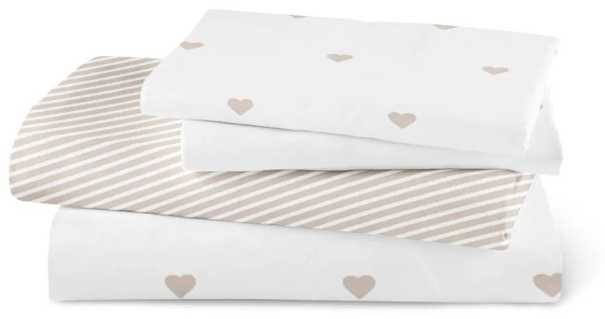 Σεντόνι Μονό Mix&amp;Match Hearts Μπεζ 160x240 - Borea Home