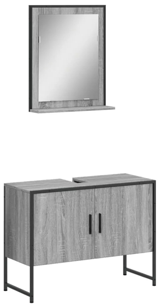 vidaXL Σετ Επίπλων Μπάνιου 2 Τεμαχίων Γκρι Sonoma Επεξεργασμένο Ξύλο