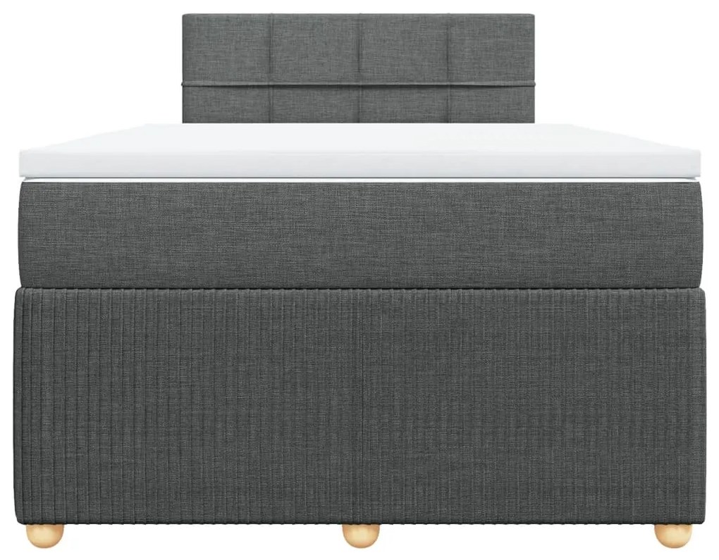 vidaXL Κρεβάτι Boxspring με Στρώμα Σκούρο Γκρι 120x200 εκ. Υφασμάτινο