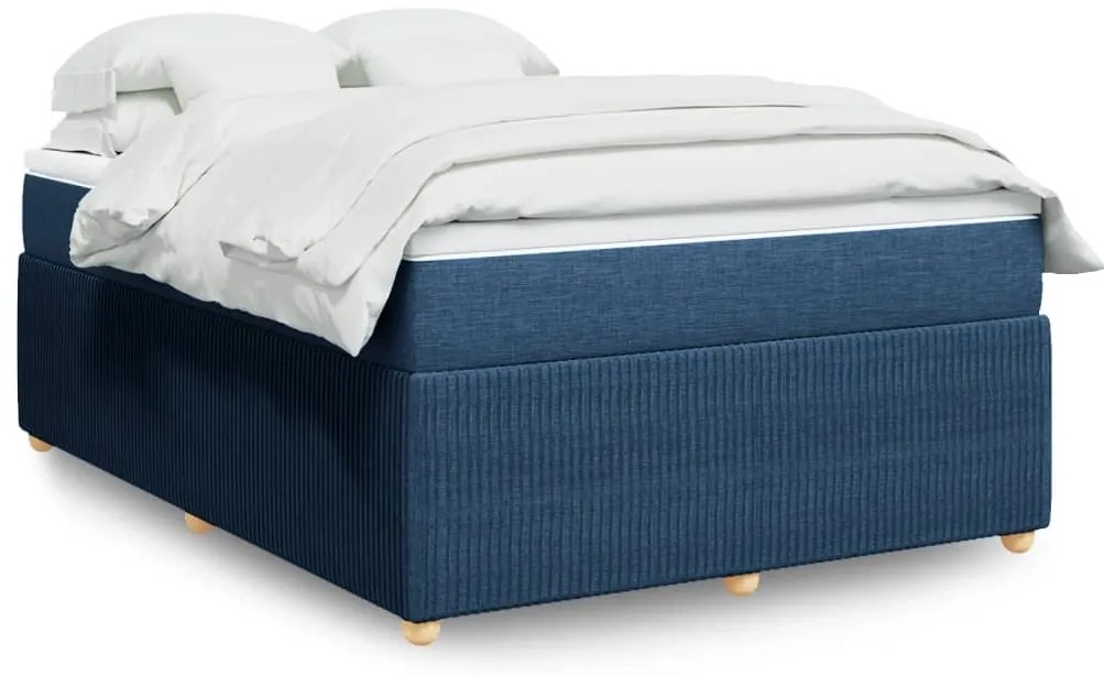 vidaXL Κρεβάτι Boxspring με Στρώμα Μπλε 160x200 εκ. Υφασμάτινο