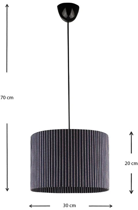 Φωτιστικό οροφής Sansa Megapap E27 υφασμάτινο μονόφωτο χρώμα μαύρο 30x30x70εκ.