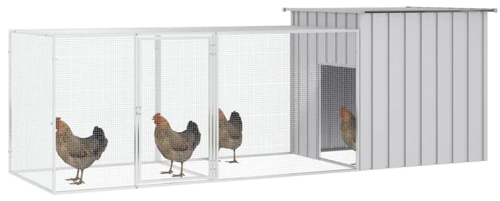vidaXL Κοτέτσι - Κλουβί Γκρι 300x91x100 εκ. από Γαλβανισμένο Χάλυβα