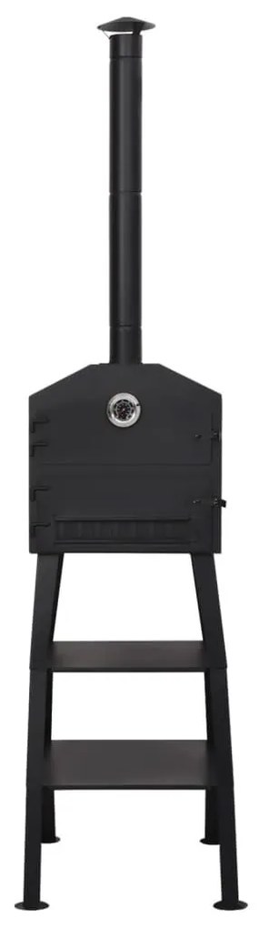 Φούρνος Πίτσας Υπαίθριος με Κάρβουνα με 2 Πυρότουβλα - Μαύρο