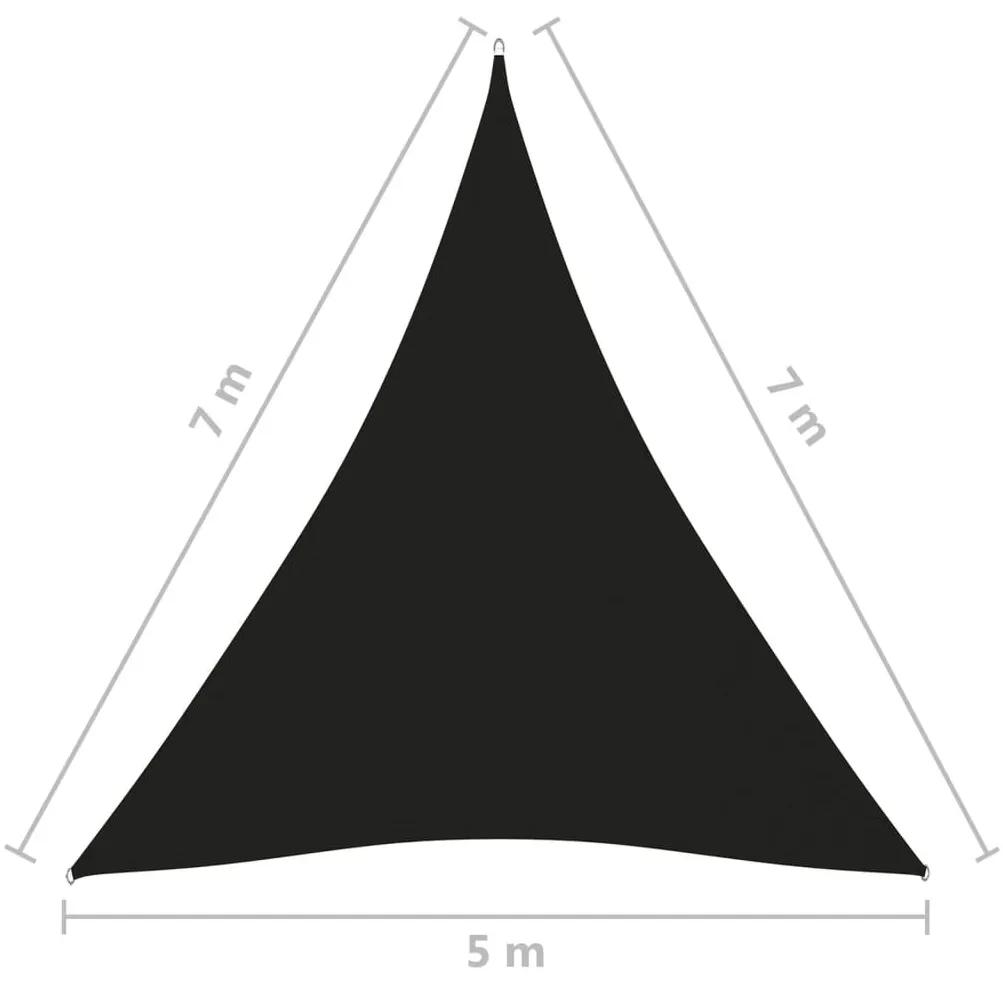 Πανί Σκίασης Τρίγωνο Μαύρο 5 x 7 x 7 μ. από Ύφασμα Oxford - Μαύρο