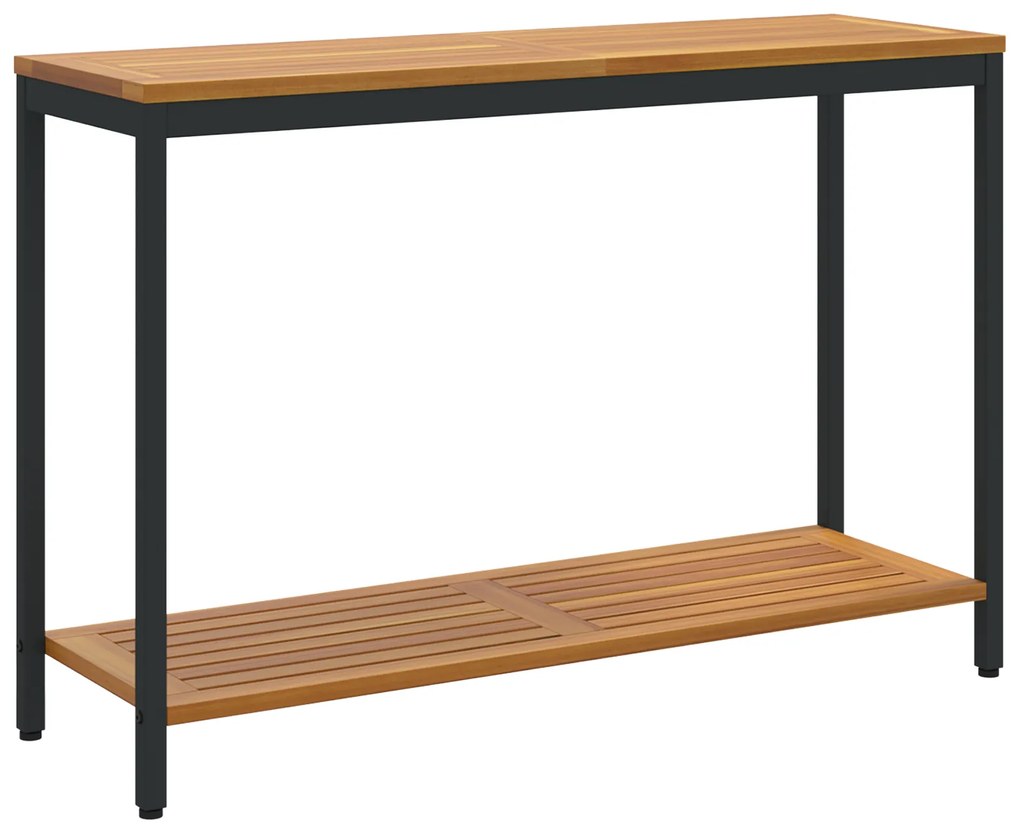 vidaXL Εξωτερικό Τραπέζι Φυσικό & Μαύρο 35x110x75 εκ. Μασίφ Ξύλο και Ατσάλι