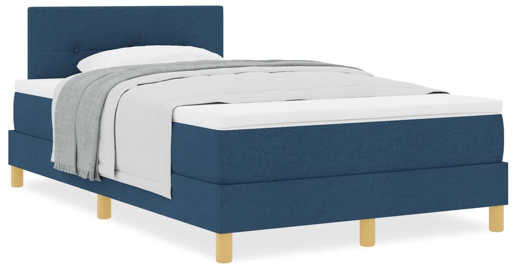 vidaXL Κρεβάτι Box Spring με Στρώμα Μπλε 120x200 εκ Ύφασμα